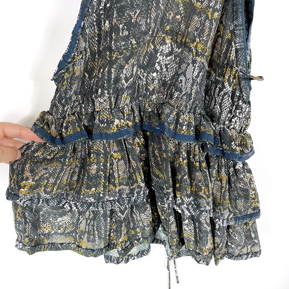 IRO Toledo Snake Print Halter Top Silk Sz‎ 34 EU / 2 US Ruffle Hem V-Neck - Picture 5 of 10
